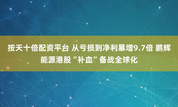 按天十倍配资平台 从亏损到净利暴增9.7倍 鹏辉能源港股“补血”备战全球化